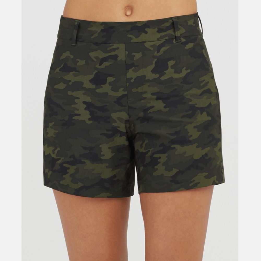NWT SPANX Sunshine Shorts 4" InsPull On 4-Way Stretch Pockets XL in Green Camo